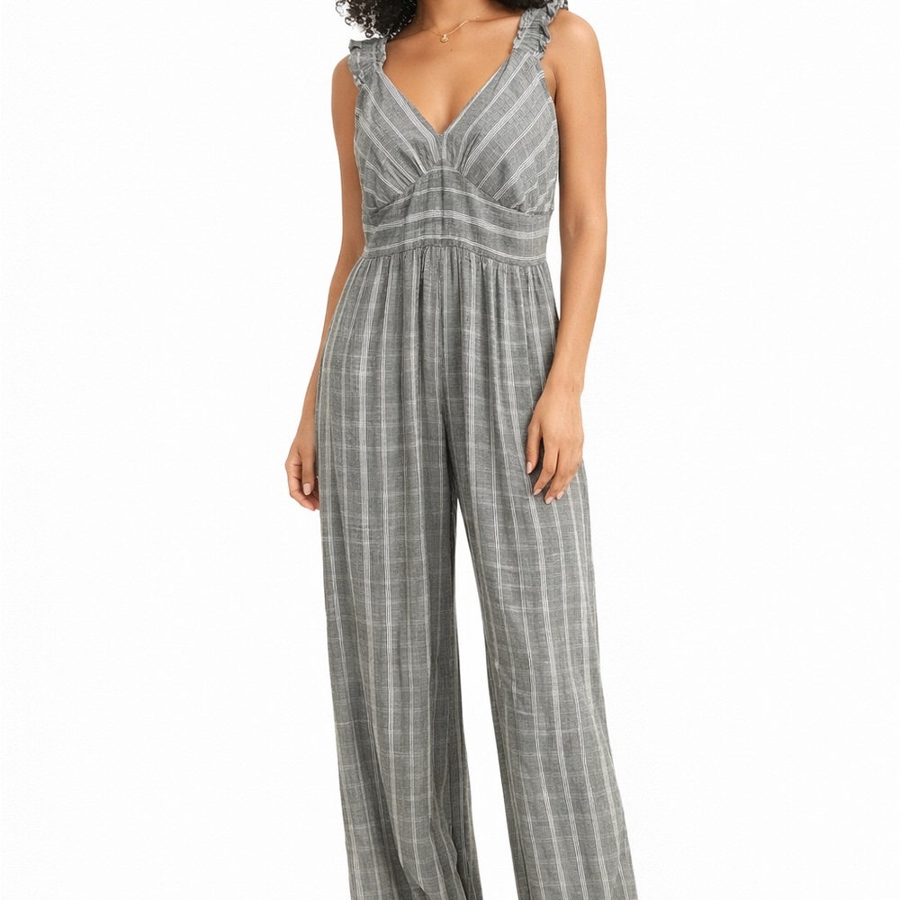 Brand Blush Gray Striped Women's Jumpsuit amazing material! Size SM